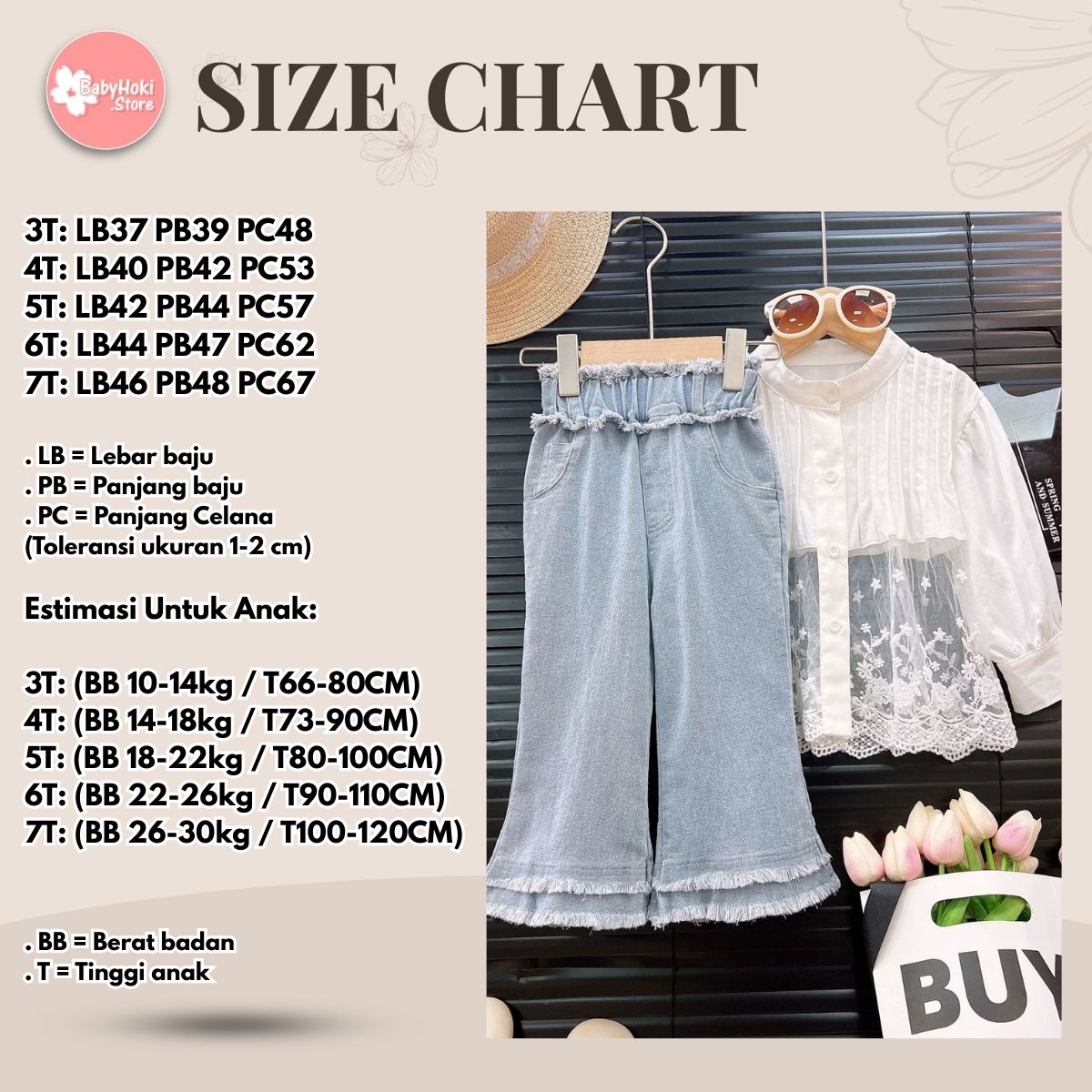 [363886] - Baju Setelan Atasan Blouse Lengan Panjang Bawahan Celana Panjang Cutbray Fashion Anak Perempuan - Motif White Flower Line - BABYHOKI STORE