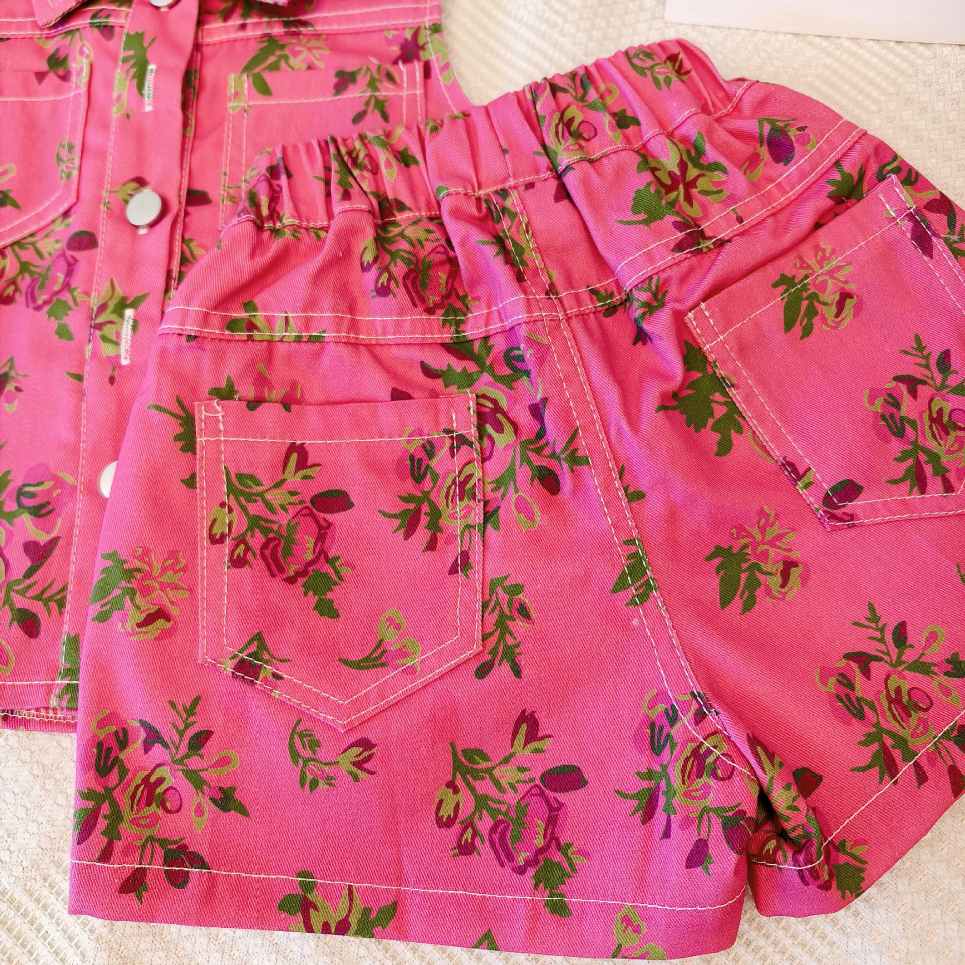 [363888] - Baju Setelan Atasan Lengan Kutung Bawahan Celana Pendek Fashion Anak Perempuan - Motif Green Flower - BABYHOKI STORE