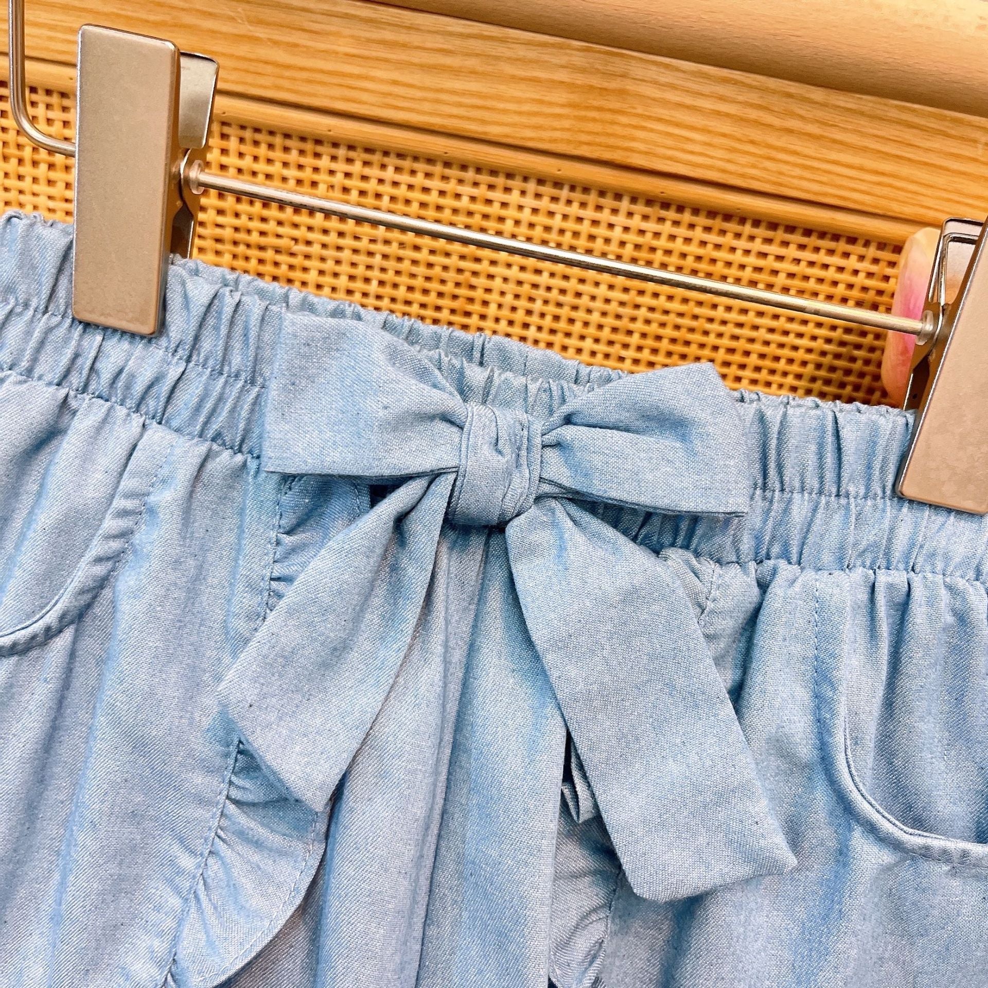 [363889] - One Set 2in1 Baju Setelan Atasan Blouse Katbol Lengan Pendek Bawahan Celana Pendek Fashion Anak Perempuan - Motif Patterned White - BABYHOKI STORE - BABYHOKI STORE