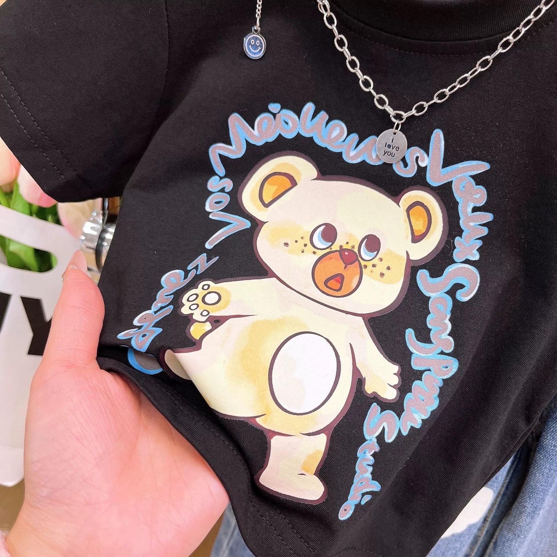 [363891] - Baju Setelan Atasan Kaos Lengan Pendek Bawahan Celana Panjang Kulot Fashion Anak Perempuan - Motif Cute Animals