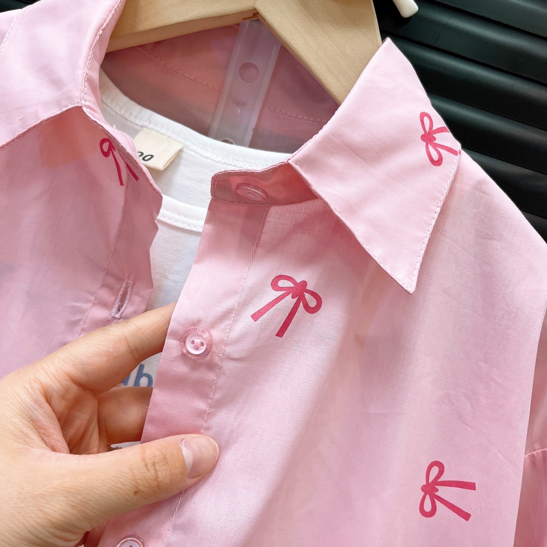 [363893] - One Set 2in1 Setelan Baju Atasan Kemeja Lengan Panjang Bawahan Rok Mini Fashion Anak Perempuan - Motif Pink Base Band - BABYHOKI STORE