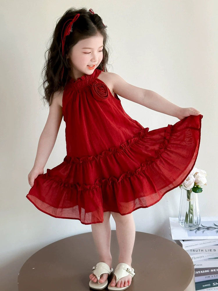 [363900] - Baju Dress Gaun Lengan Kutung Fashion Anak Perempuan Cewek - Motif Summer Halter Neck Dress -  BABYHOKI STORE