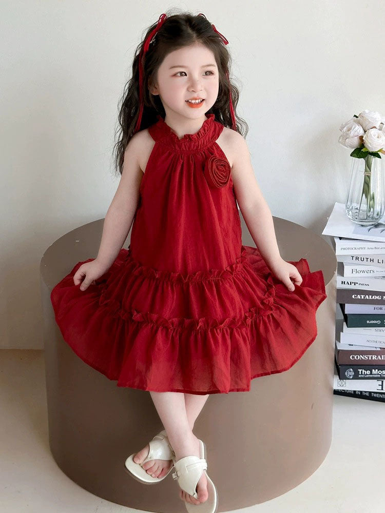 [363900] - Baju Dress Gaun Lengan Kutung Fashion Anak Perempuan Cewek - Motif Summer Halter Neck Dress -  BABYHOKI STORE