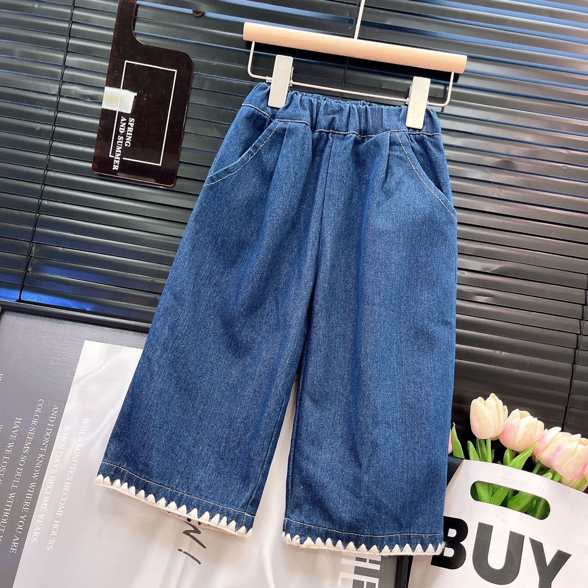 [363903] - One Set 3in1 Baju Setelan Atasan Blouse Lengan Panjang Atasan Vest Denim Bawahan Celana Panjang Denim Fashion Anak Cewek Perempuan - Motif Basic Denim - BABYHOKI STORE - BABYHOKI STORE
