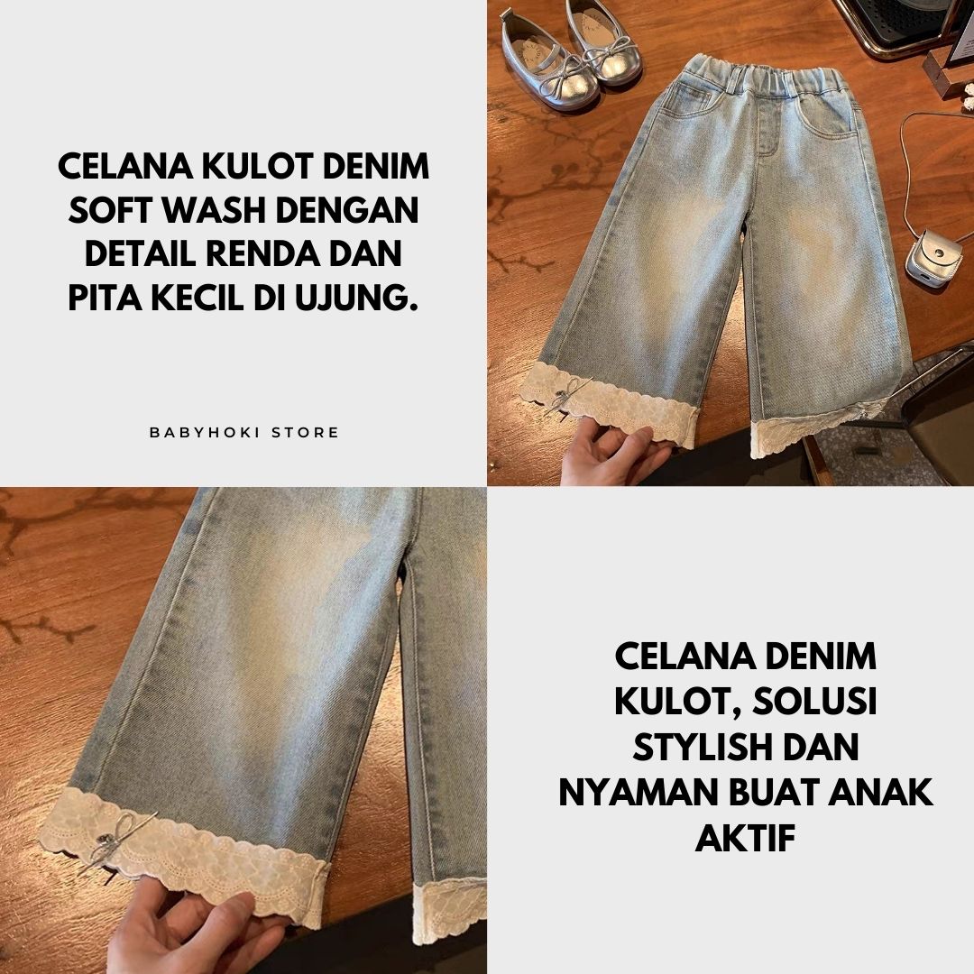 [363909] - Baju Setelan Atasan Sweater Ruffled Renda Lengan Panjang Bawahan Celana Panjang Denim Fashion Anak Cewek Perempuan - Motif Cute Girl Picture - BABYHOKI STORE