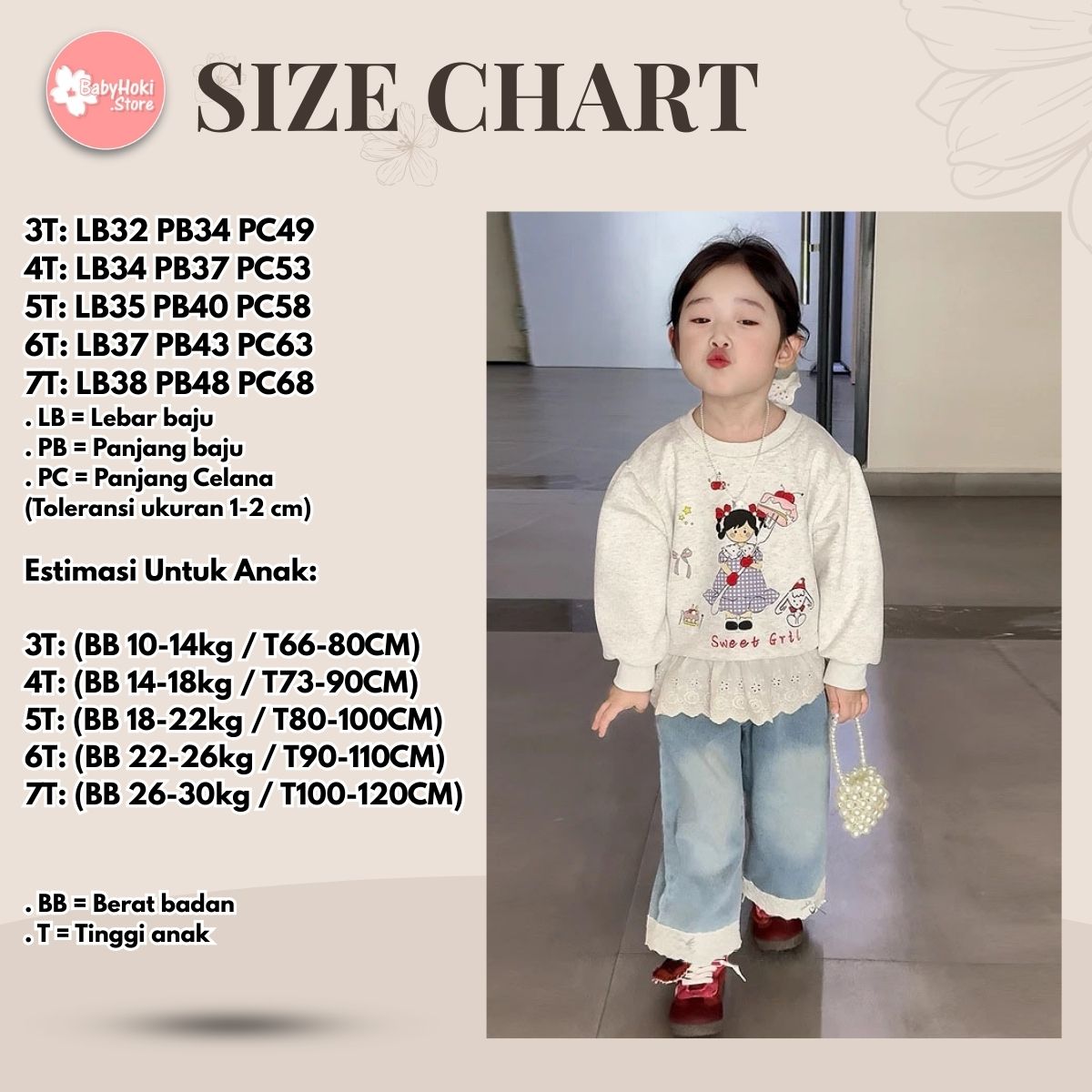 [363909] - Baju Setelan Atasan Sweater Ruffled Renda Lengan Panjang Bawahan Celana Panjang Denim Fashion Anak Cewek Perempuan - Motif Cute Girl Picture - BABYHOKI STORE