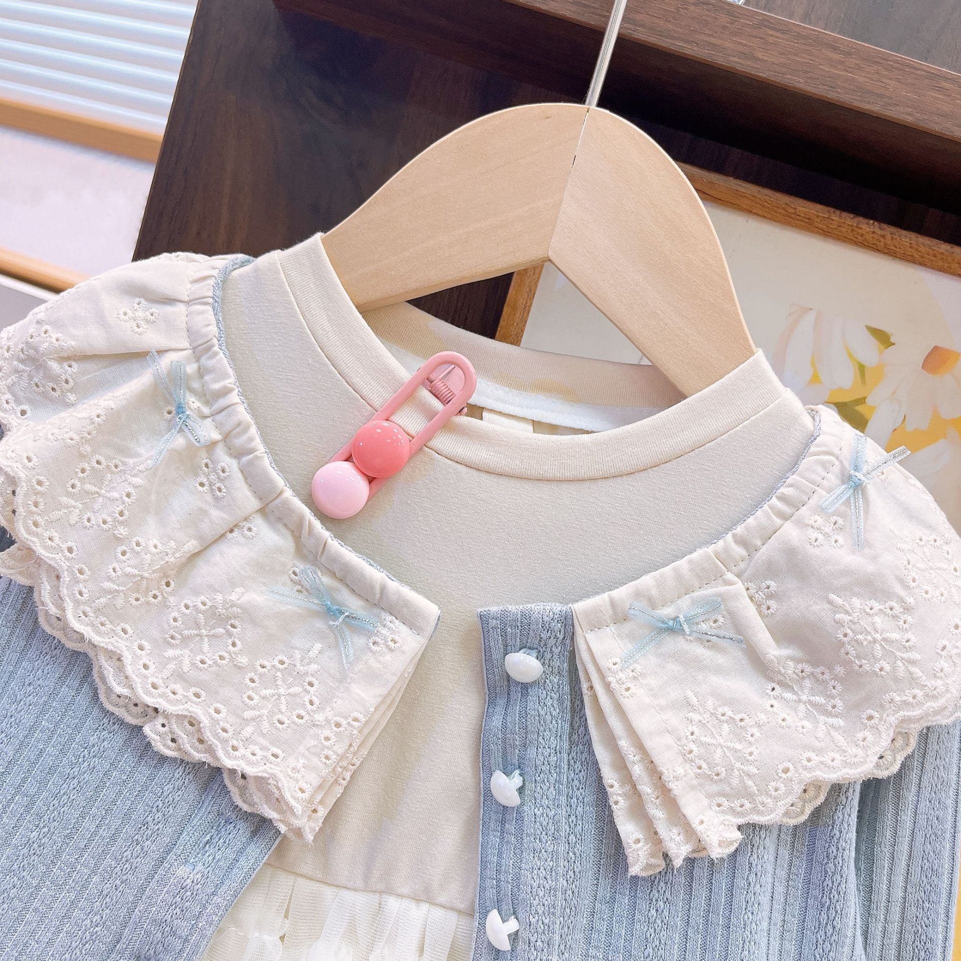 [363934] - One Set 2in1 Baju Setelan Dress Gaun Lengan Panjang Atasan Cardigan Vest Korean Fashion Anak Perempuan Cewek - Motif Cute Lace - BABYHOKI STORE - BABYHOKI STORE