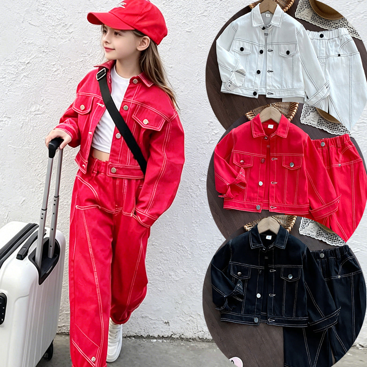 [363935] - One Set 2in1 Baju Setelan Atasan Jaket Lengan Panjang Bawahan Celana Panjang Kulot Korean Fashion Unique Anak Cewek Perempuan - Motif Solid Color - BABYHOKI STORE