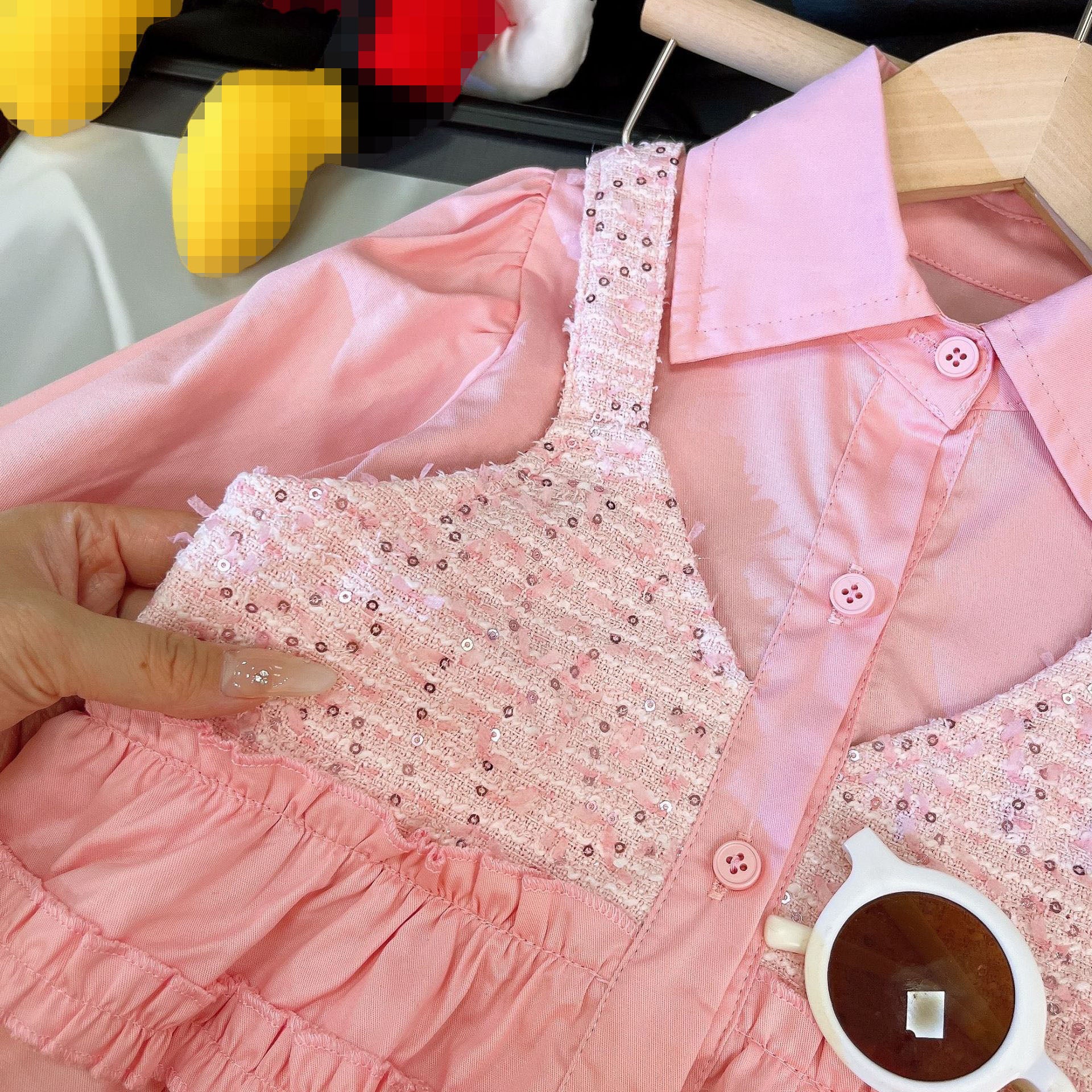 [363940] - One Set 2in1 Baju Setelan Atasan Blouse Ruffle Lengan Panjang Bawahan Celana Panjang Jeans Fashion Korean Style Anak Cewek Perempuan - Motif Top Cute Ruffle - BABYHOKI STORE - BABYHOKI STORE