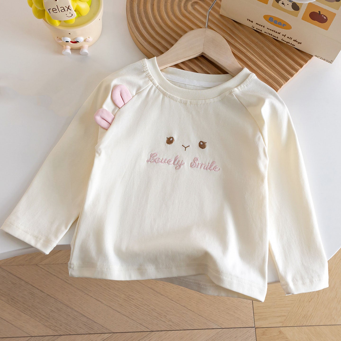[363943] - One Set 2in1 Baju Setelan Atasan Kaos Lengan Panjang Bawahan Celana Panjang Jeans Kulot Fashion Korean Style Anak Cewek Perempuan - Motif Lovely Smile - BABYHOKI STORE