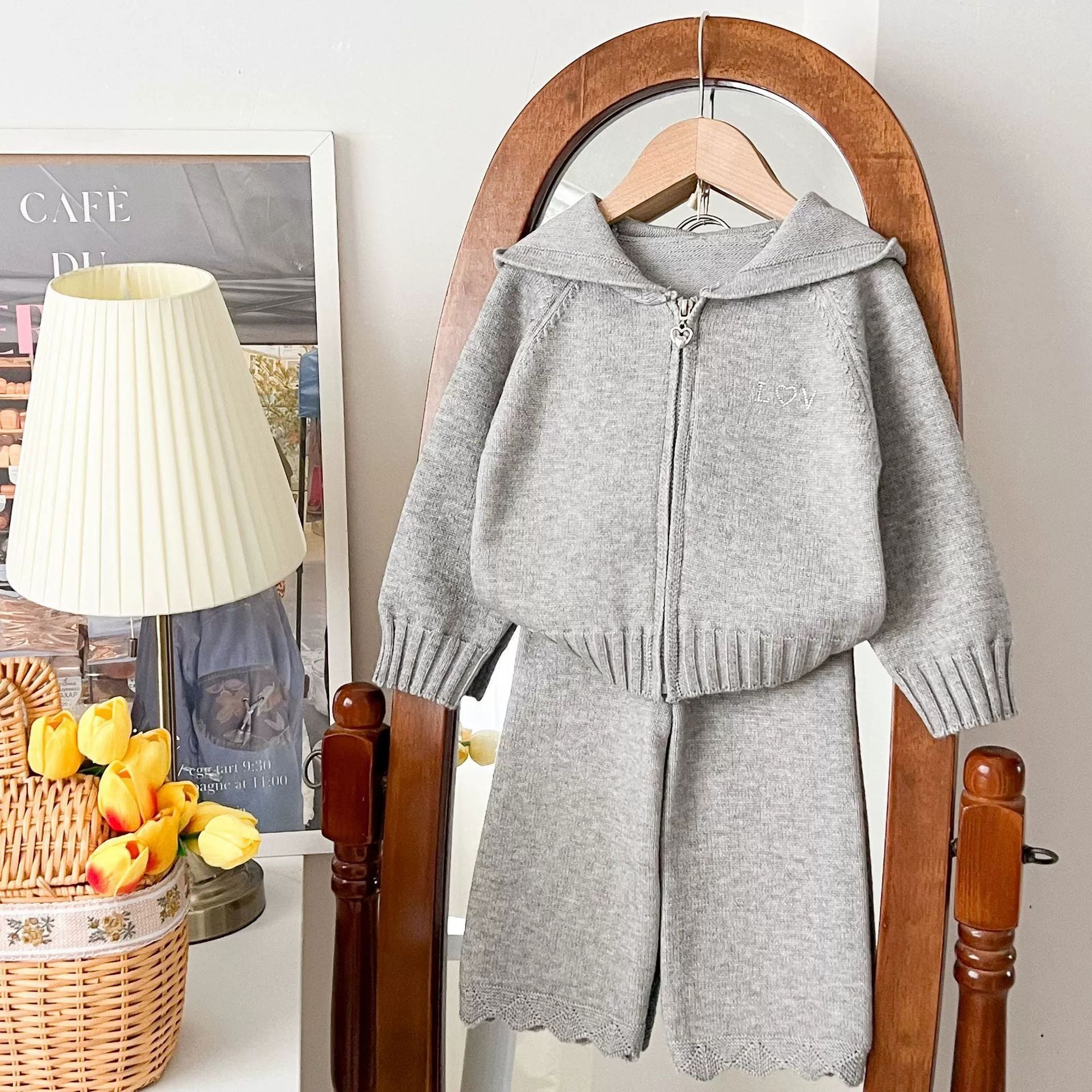 [363944] - One Set 2in1 Baju Setelan Atasan Jaket Zipper Lengan Panjang Bawahan Celana Panjang Fashion Korean Style Trendy Anak Cewek Perempuan - Motif Basic Color - BABYHOKI STORE