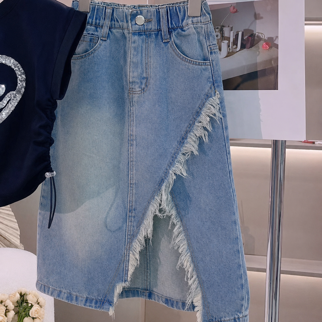[363974] - One Set 2in1 Baju Setelan Atasan Kaos Lengan Pendek Bawahan Rok Pendek Korean Summer Fashion Style Anak Cewek Perempuan - Motif Love - BABYHOKI STORE