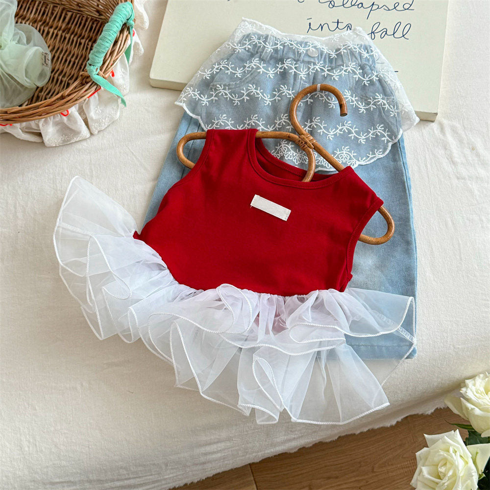 [363976] - One Set 2in1 Baju Setelan Atasan Ruffled Lengan Kutung Bawahan Panjang Kulot Korean Style Fashion Style Anak Cewek Perempuan - Motif Brukat Ruffled - BABYHOKI STORE