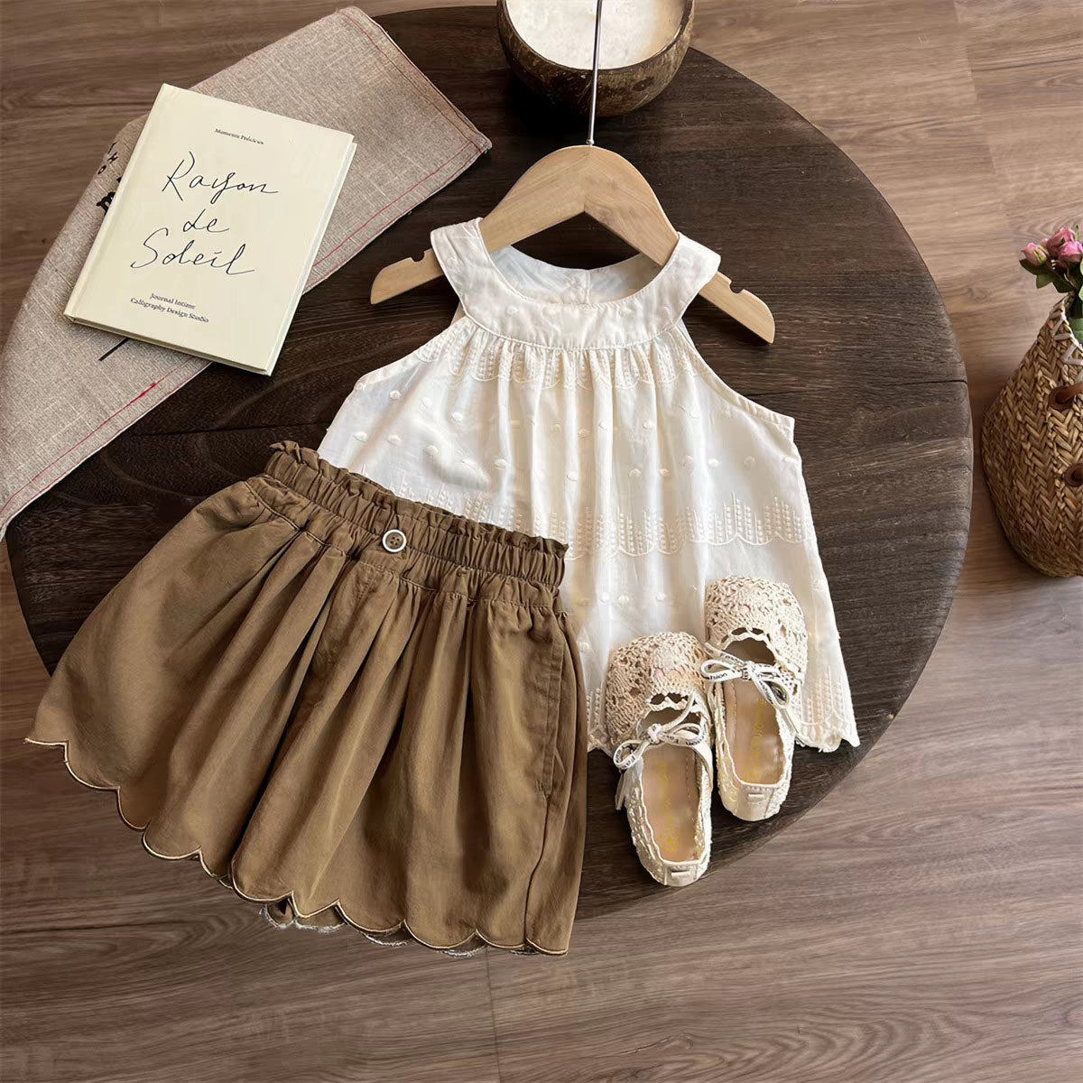 [363978] - One Set 2in1 Baju Setelan Atasan Blouse Lengan Kutung Bawahan Celana Pendek Korean Summer Fashion Style Anak Cewek Perempuan - Motif Wavy Edge - BABYHOKI STORE