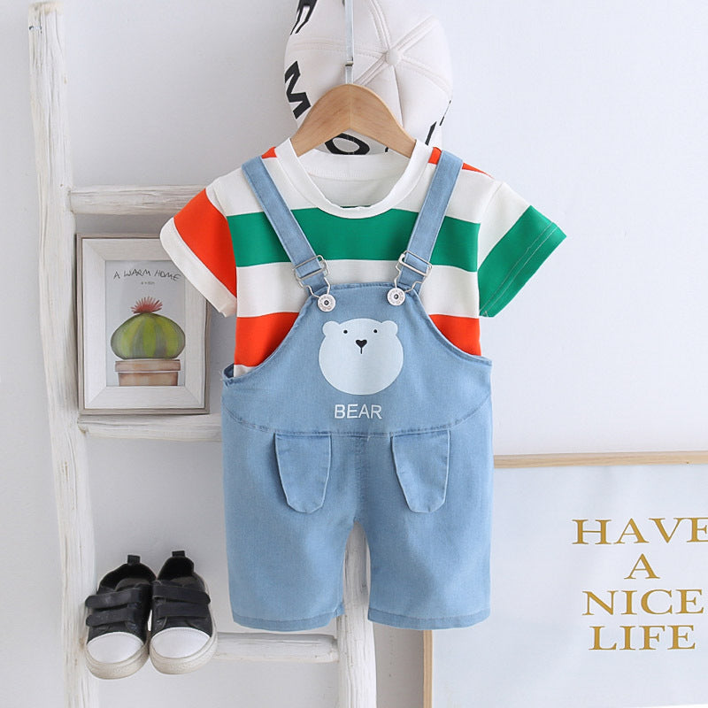 [368211] - Baju Setelan Overall Trendi Anak - Motif Bear Line Style