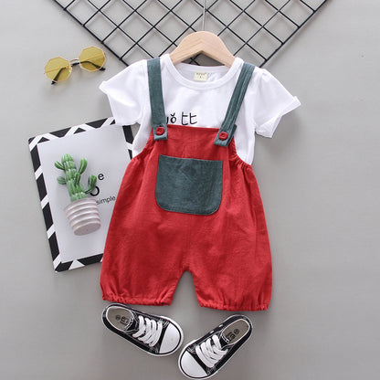 [368271] - Baju Setelan Overall Anak Import - Motif Mandarin Alphabet