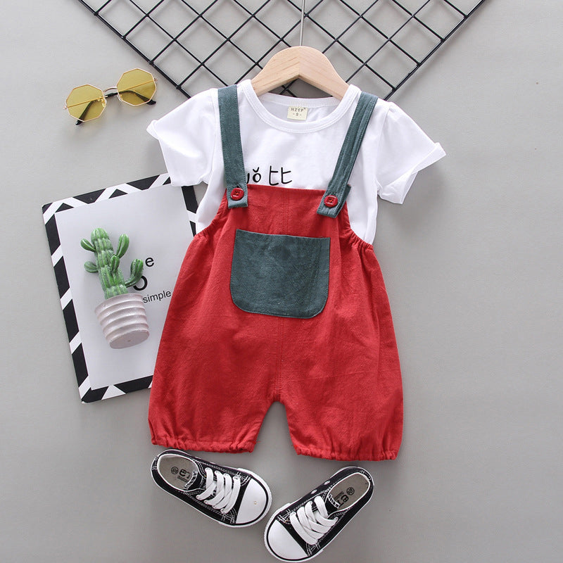 [368271] - Baju Setelan Overall Anak - Motif Mandarin Alphabet