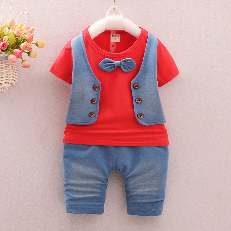 [368273] - Setelan Kaos Formal Anak - Motif Combined Suit