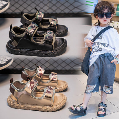 [381242 Size 26-36] - Sepatu Sandal Strap Hiking Anak Cowok - Motif Army Strap