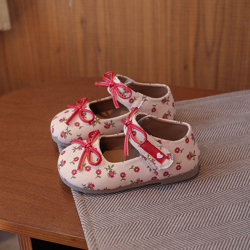 [381268 Size 22-31] - Sepatu Flat Slip On Bow Princess Shoes Anak Perempuan Cewek - Motif Little Floral - BABYHOKI STORE
