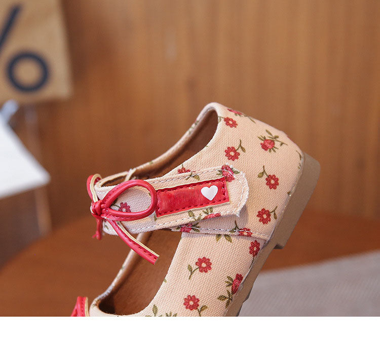 [381268 Size 22-31] - Sepatu Flat Slip On Bow Princess Shoes Anak Perempuan Cewek - Motif Little Floral - BABYHOKI STORE