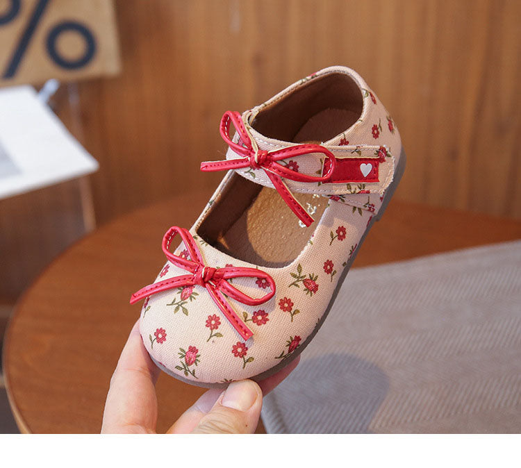 [381268 Size 22-31] - Sepatu Flat Slip On Bow Princess Shoes Anak Perempuan Cewek - Motif Little Floral - BABYHOKI STORE