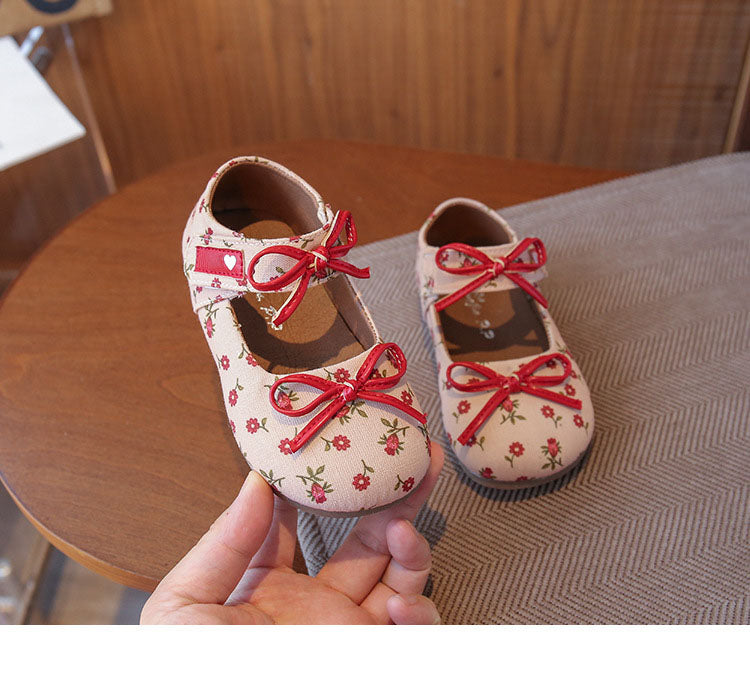 [381268 Size 22-31] - Sepatu Flat Slip On Bow Princess Shoes Anak Perempuan Cewek - Motif Little Floral - BABYHOKI STORE