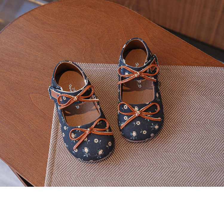 [381268 Size 22-31] - Sepatu Flat Slip On Bow Princess Shoes Anak Perempuan Cewek - Motif Little Floral - BABYHOKI STORE