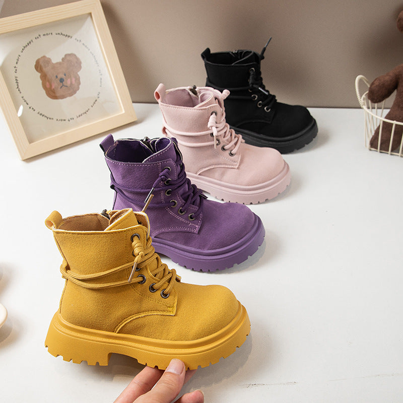 [381269 Size 26-36] - Sepatu Short Boots Shoes Anak Perempuan Cewek - Motif Soft Color Solid - BABYHOKI STORE