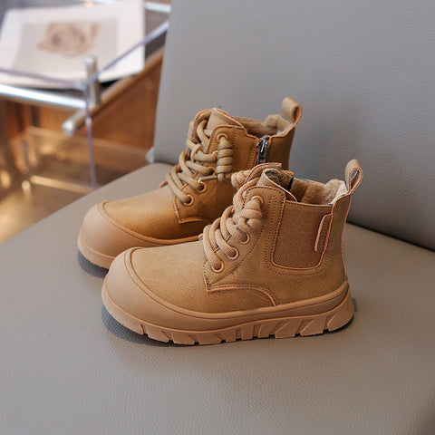 [381273 Size 26-36] - Sepatu Short Boots Shoes Korean Fashion Anak Laki Laki Cowok Perempuan Cewek - Motif Solid Color Side Zipper - BABYHOKI STORE