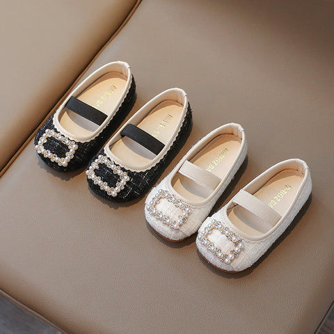 [381288 Size 21-35] - Sepatu Flat Slip On Princess Shoes Korean Version Anak Perempuan Cewek - Motif Cute Pearl - BABYHOKI STORE