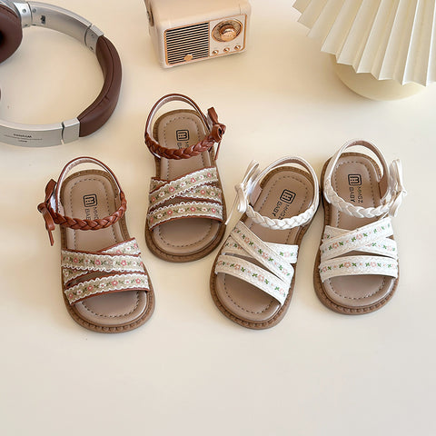 [381290 Size 21-30] - Sepatu Flat Slip On Bowknot Shoes Korean Version Anak Perempuan Cewek - Motif Floral Princess - BABYHOKI STORE