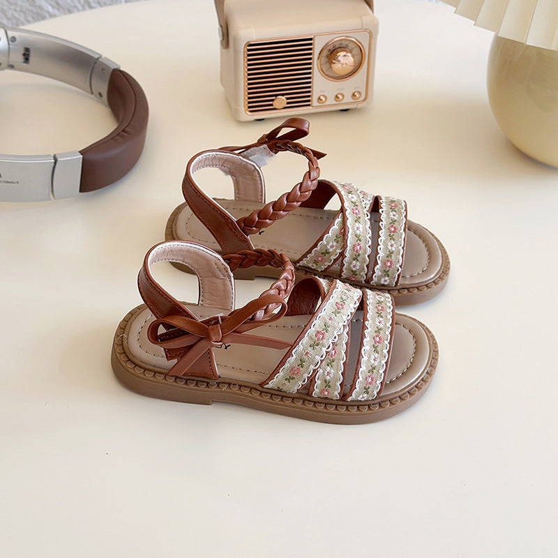 [381290 Size 21-30] - Sepatu Flat Slip On Bowknot Shoes Korean Version Anak Perempuan Cewek - Motif Floral Princess - BABYHOKI STORE