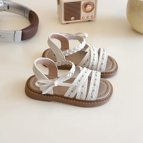 [381290 Size 21-30] - Sepatu Flat Slip On Bowknot Shoes Korean Version Anak Perempuan Cewek - Motif Floral Princess - BABYHOKI STORE - BABYHOKI STORE