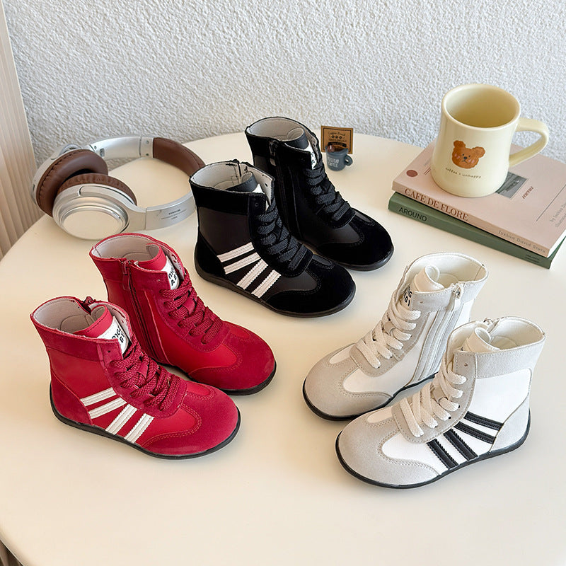 [381292 Size 27-36] - Sepatu Sneaker Boots Sports Shoes Casual Anak Cowok dan Cewek - Motif Color Stripe - BABYHOKI STORE