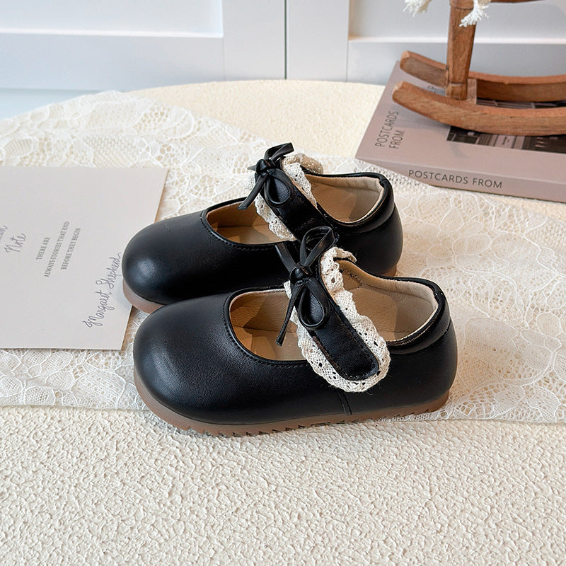 [381305 Size 21-30] - Sepatu Flat Princess Shoes Style Slip-On Slippers Anak Perempuan Cewek - Motif Bow Lace - BABYHOKI STORE - BABYHOKI STORE
