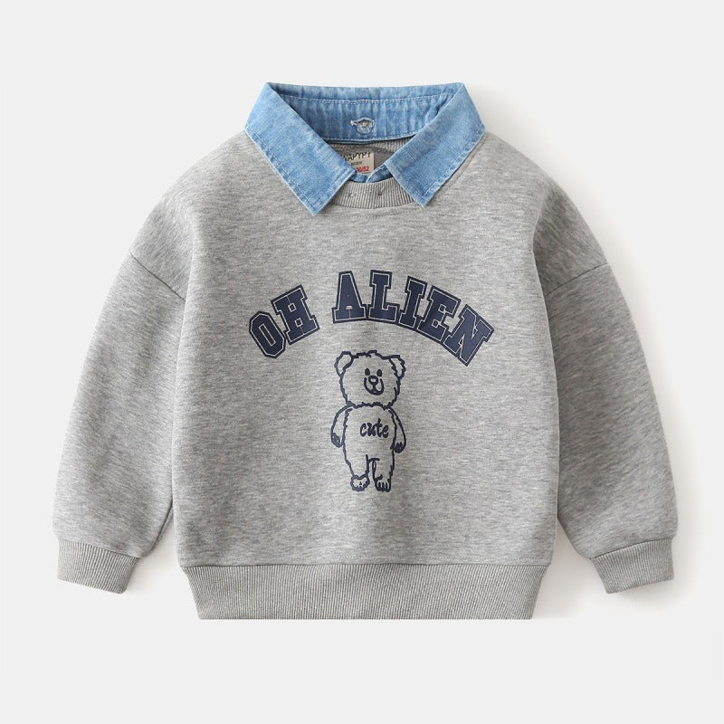 [383197] - Atasan Sweater Lengan Panjang Anak Laki-Laki - Motif Alien Bear