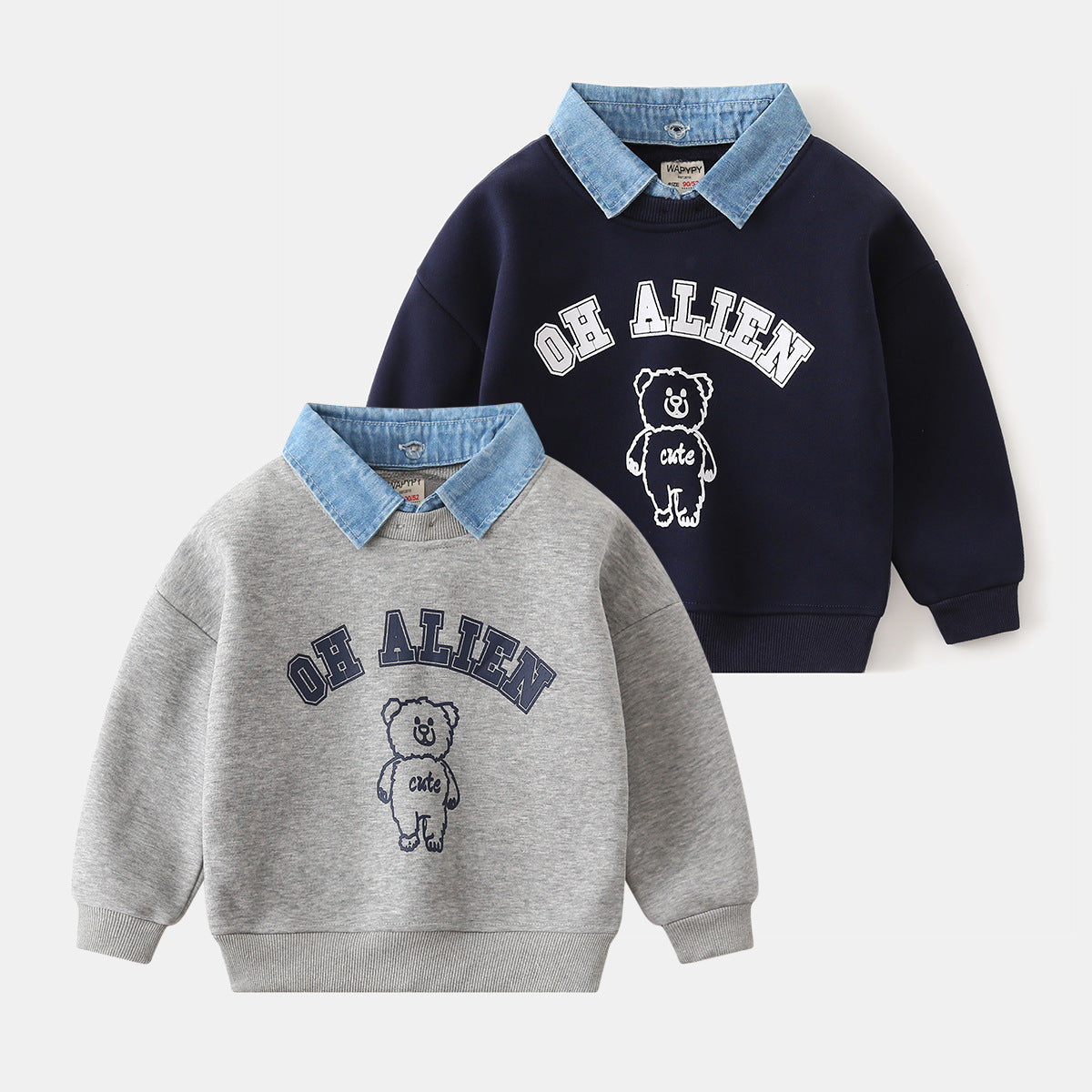 [383197] - Atasan Sweater Lengan Panjang Anak Laki-Laki - Motif Alien Bear