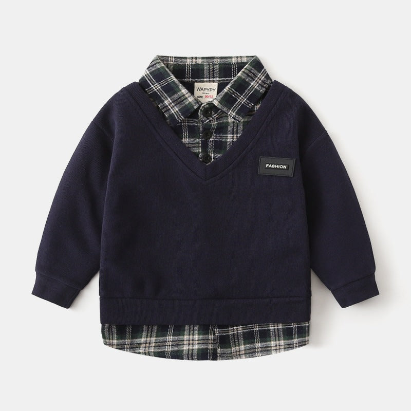[383198] - Atasan Sweater Kemeja Lengan Panjang Anak Laki-Laki - Motif Casual Fashion