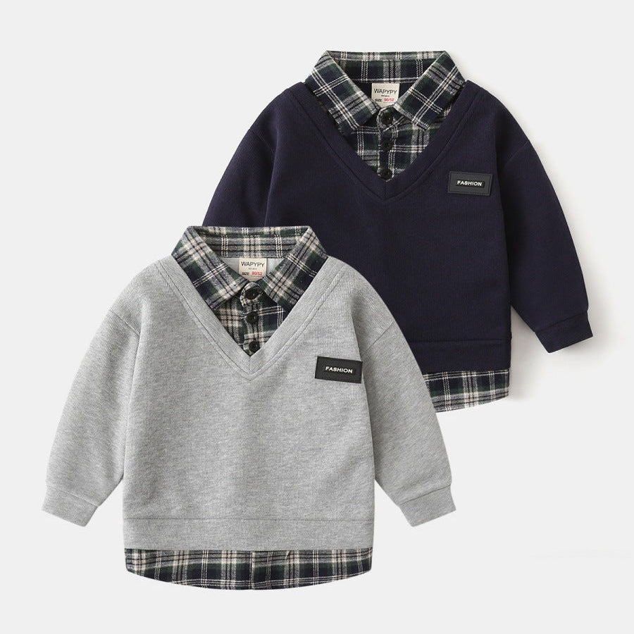 [383198] - Atasan Sweater Kemeja Lengan Panjang Anak Laki-Laki - Motif Casual Fashion