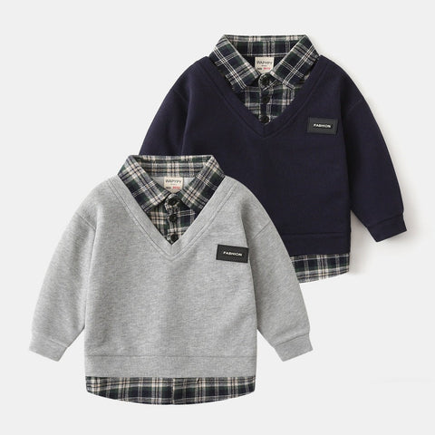 [383198] - Atasan Sweater Kemeja Lengan Panjang Anak Laki-Laki - Motif Casual Fashion