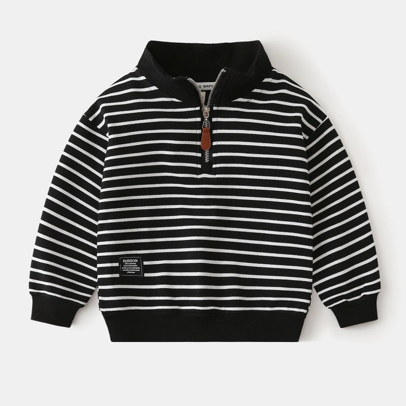 [383200] - Baju Atasan Sweater Kerah Lengan Panjang Anak Laki-Laki - Motif Zipper Line