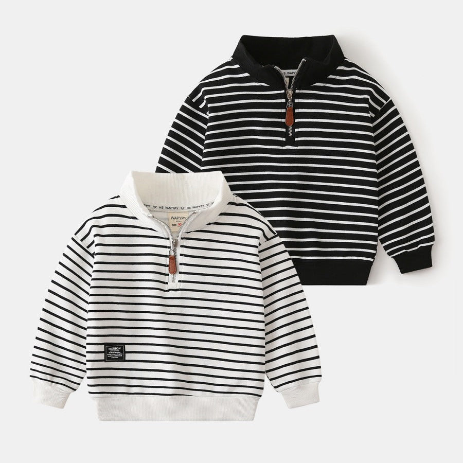 [383200] - Baju Atasan Sweater Kerah Lengan Panjang Anak Laki-Laki - Motif Zipper Line