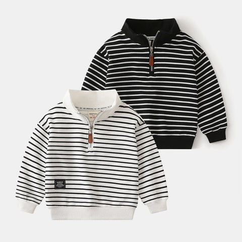 [383200] - Baju Atasan Sweater Kerah Lengan Panjang Anak Laki-Laki - Motif Zipper Line