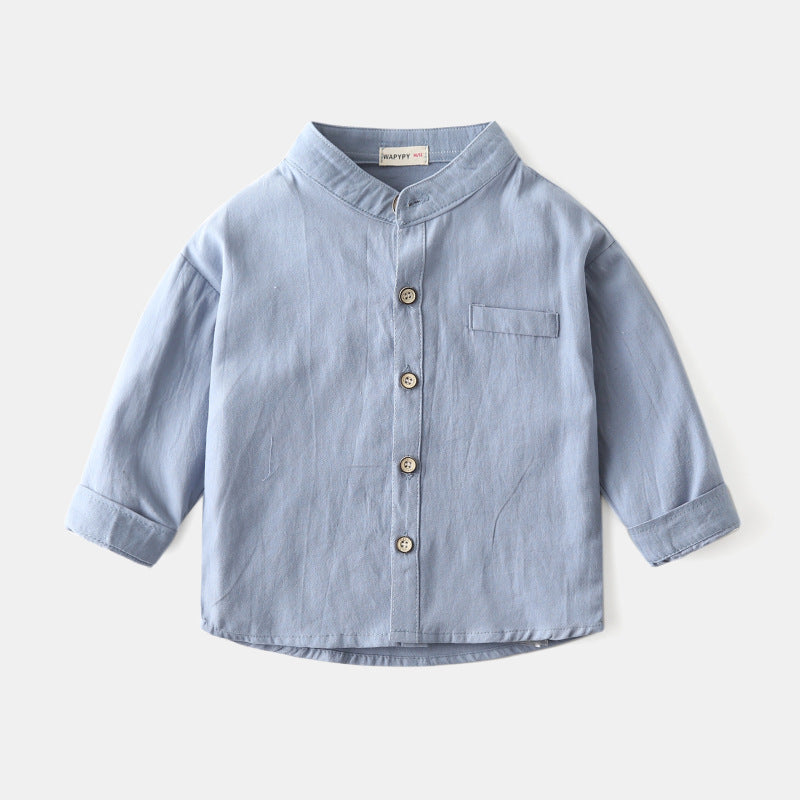 [383201] - Baju Atasan Kemeja Lengan Panjang Anak Laki-Laki - Motif Plain Pocket