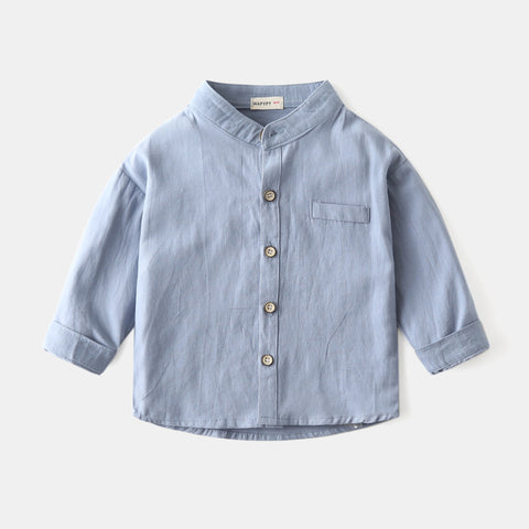 [383201] - Baju Atasan Kemeja Lengan Panjang Anak Laki-Laki - Motif Plain Pocket