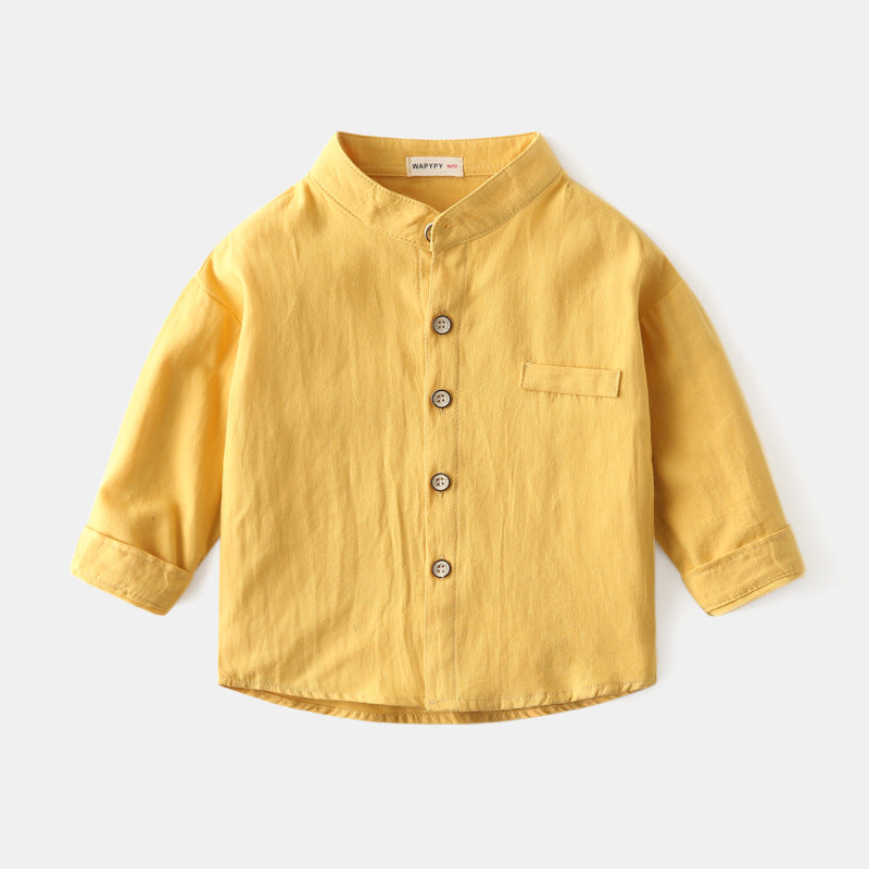 [383201] - Baju Atasan Kemeja Lengan Panjang Anak Laki-Laki - Motif Plain Pocket