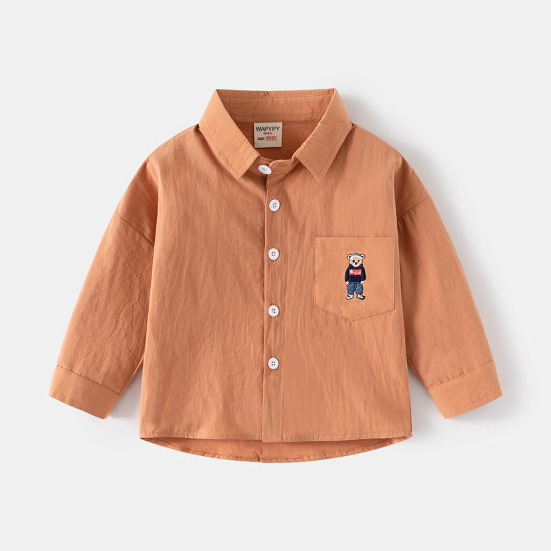 [383202] - Baju Atasan Kemeja Lengan Panjang Anak Laki-Laki - Motif Bear Fashion