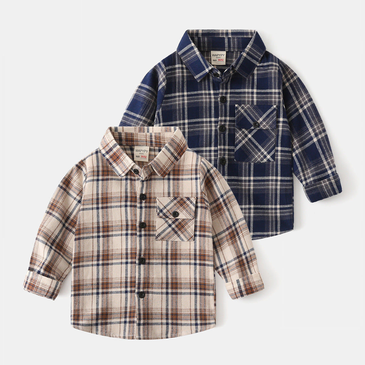 [383207] - Baju Atasan Kemeja Lengan Panjang Anak Laki-Laki - Motif Plaid / Tartan