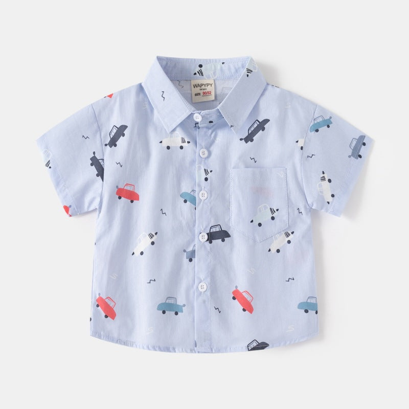 [383212] - Atasan Baju Kemeja Lengan Pendek Anak Laki-Laki - Motif Animal Car Letter Mix